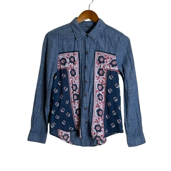 Free people patterned button down shirt - Picture 1 of 6